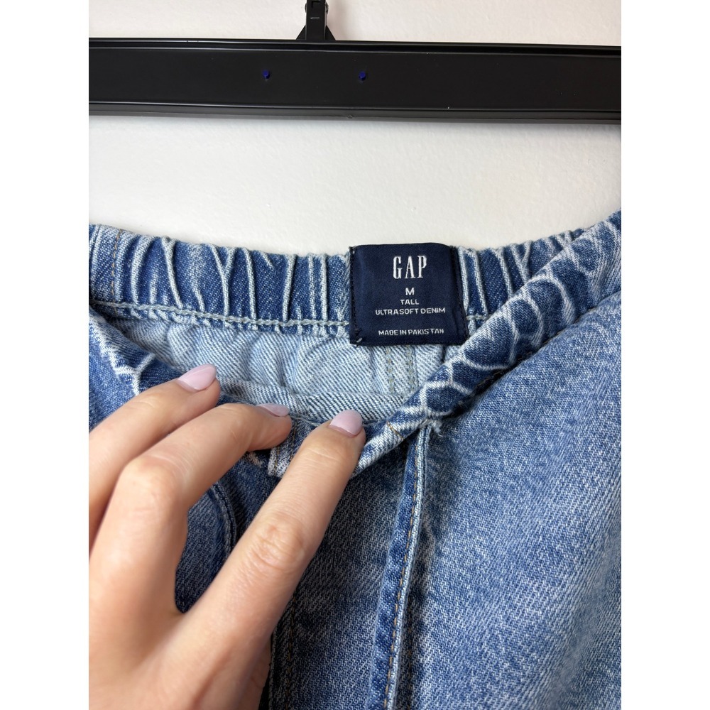 NEW GAP Ultrasoft Denim Pull-On Barrel Jeans Medium Tall Light Wash Blue - Picture 5 of 6